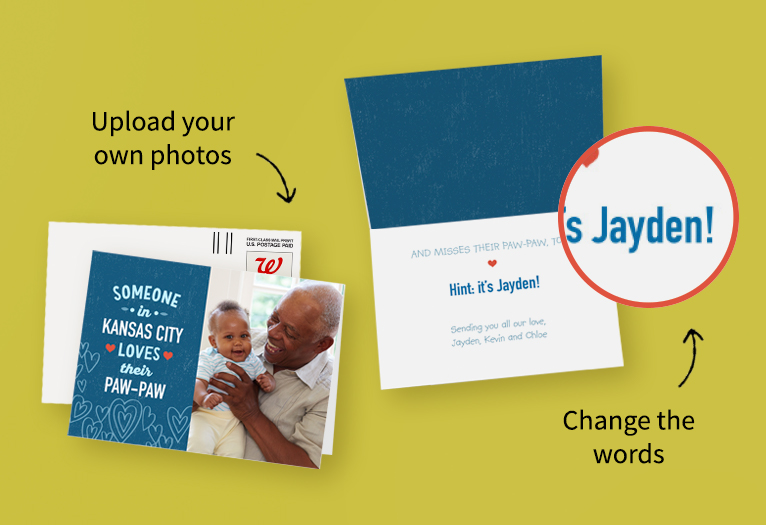 Edit the message, write a  personal note and add photos  to make it one of a kind.