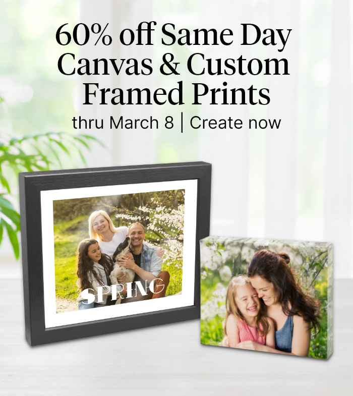 60% off Same Day Canvas & Custom Framed Prints thru March 8. Create now.