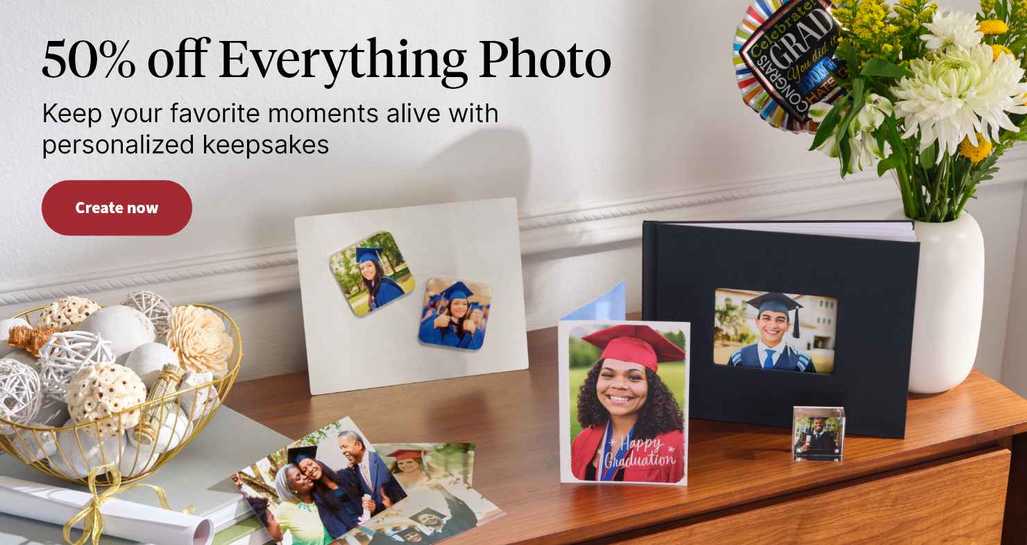 50% off Everything Photo. Keep your favorite moments alive with personalized keepsakes. Create now.