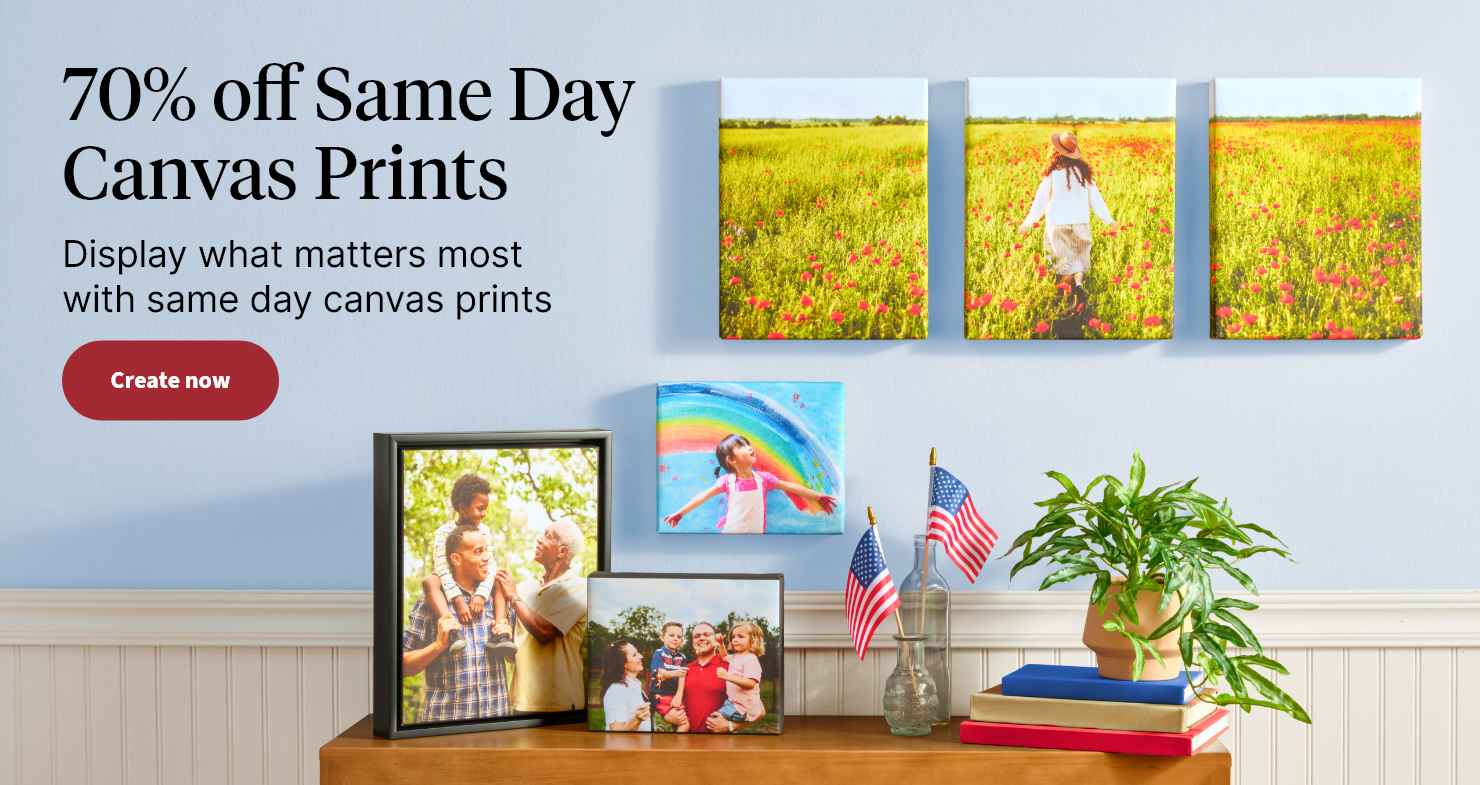 70% off Same Day Canvas Prints. Create now.