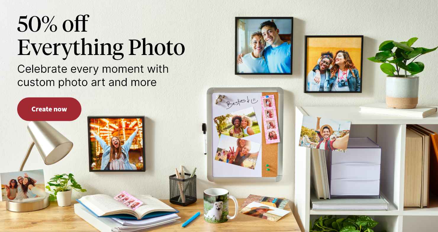 50% off Everything Photo. Celebrate every moment with custom photo art and more. Create now.
