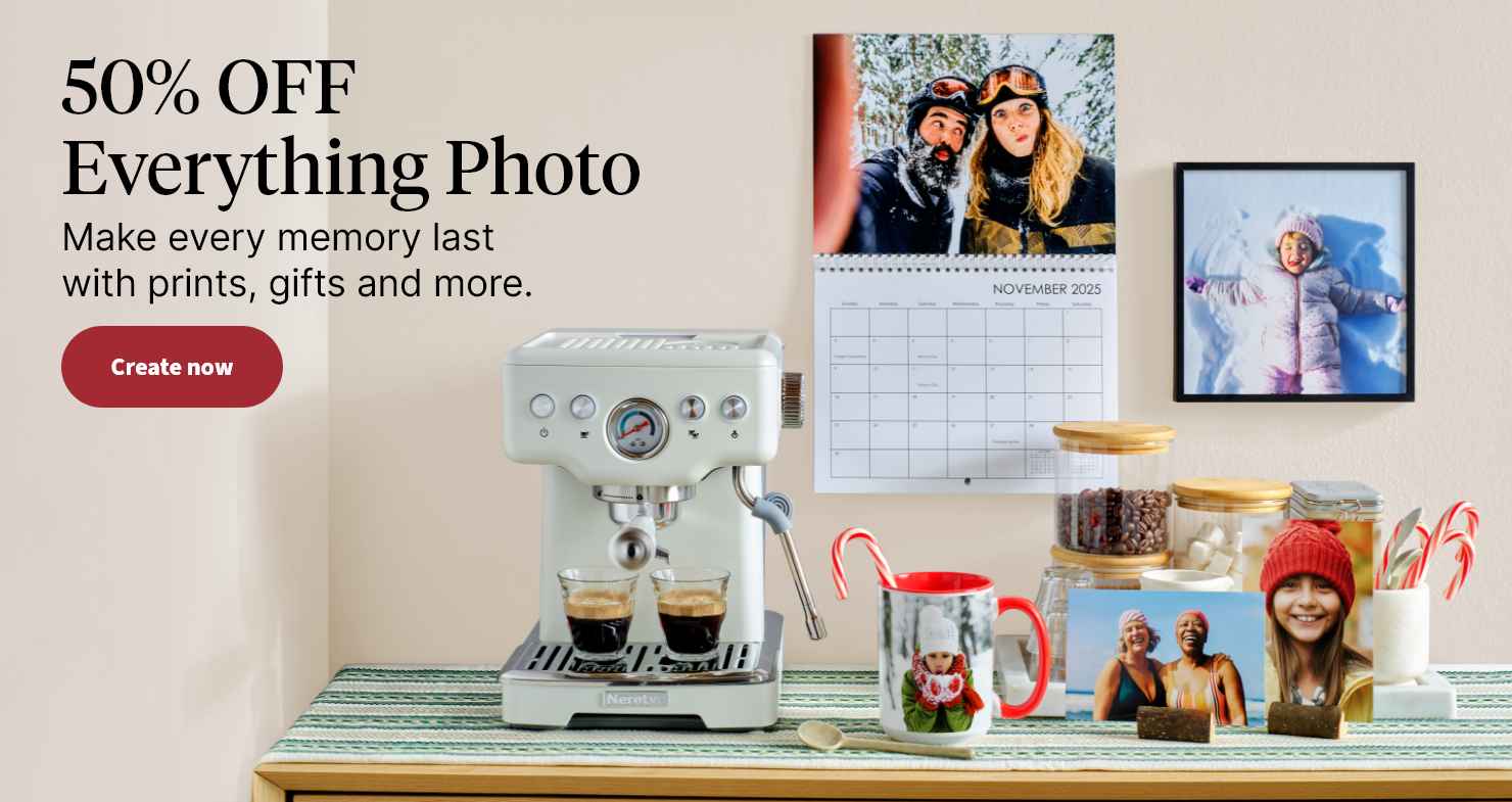 50% OFF Everything Photo. Make every memory last with prints, gifts and more. Create now.