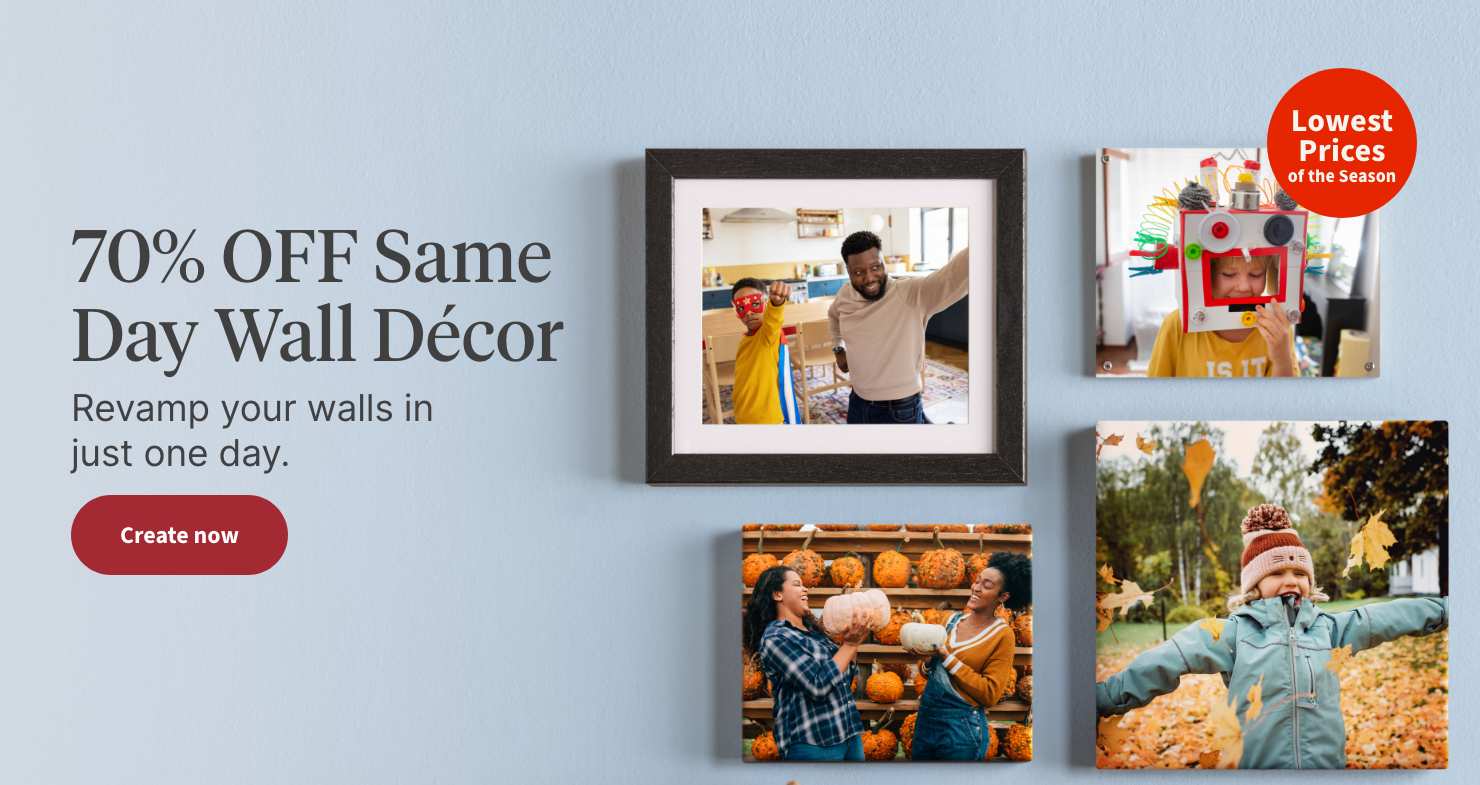 70% OFF Same Day Wall D&eacute;cor. Revamp your walls in just one day. Create now. Lowest Prices of the Season