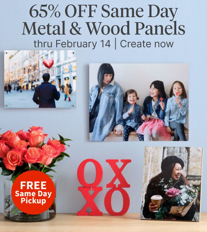 65% OFF Same Day Metal & Wood Panels thru February 14. Create now.