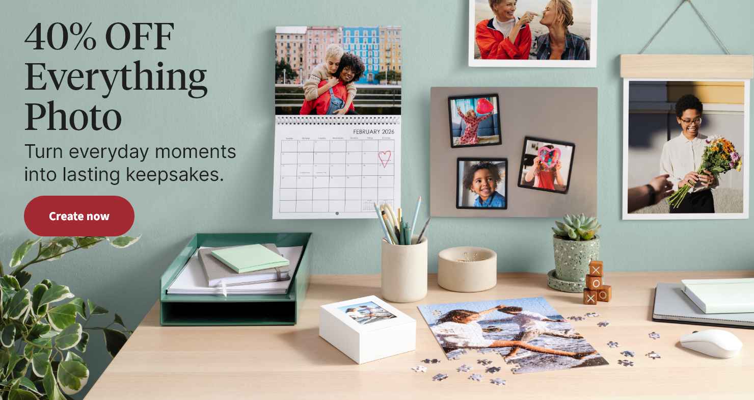 40% OFF Everything Photo. Turn everyday moments into lasting keepsakes. Create now.