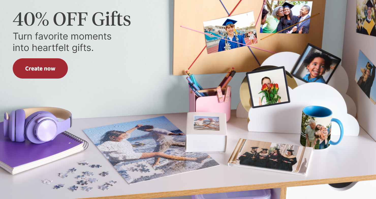 40% OFF Gifts. Turn favorite moments into heartfelt gifts. Create now.
