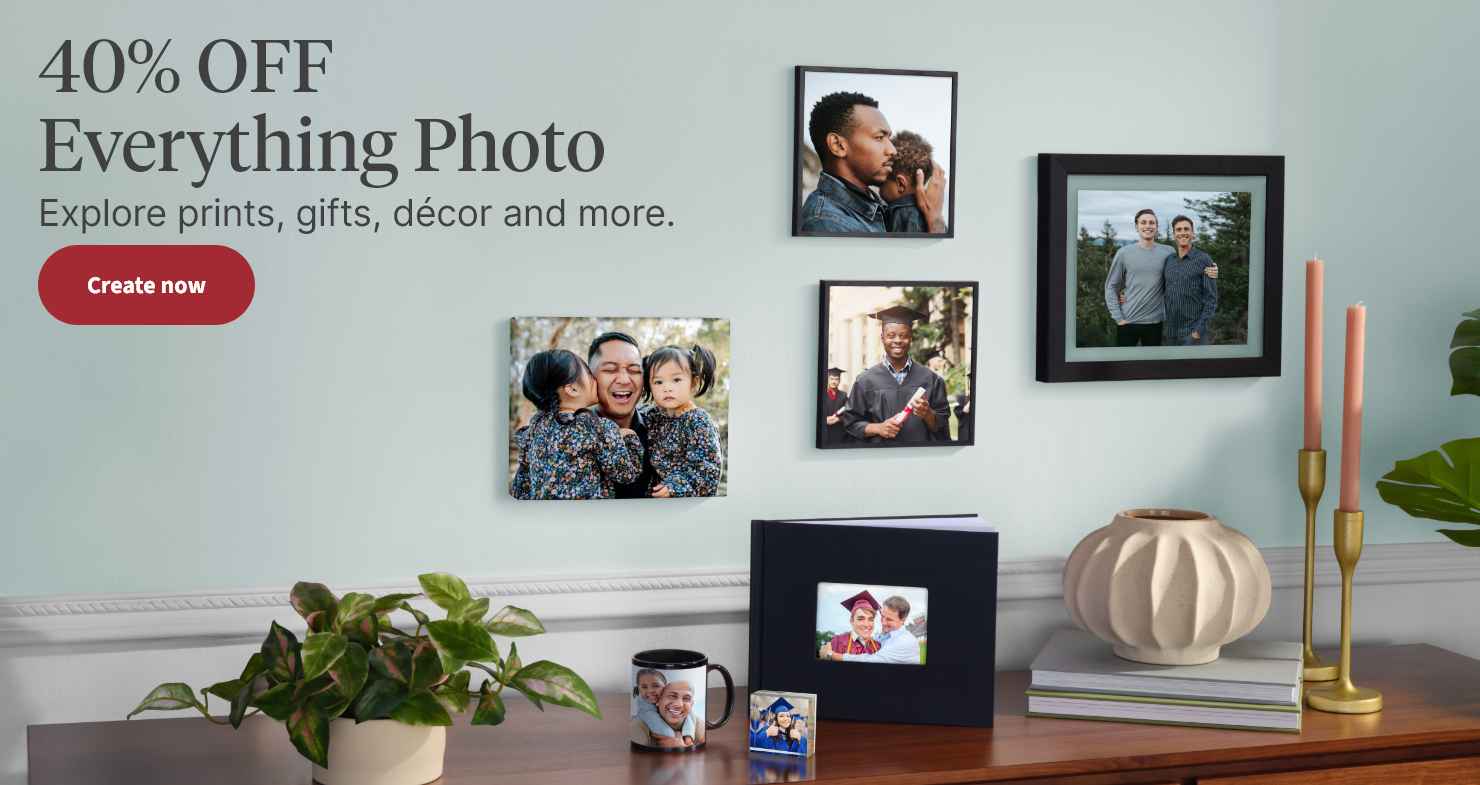 40% OFF Everything Photo. Explore prints, gifts, d&eacute;cor and more.