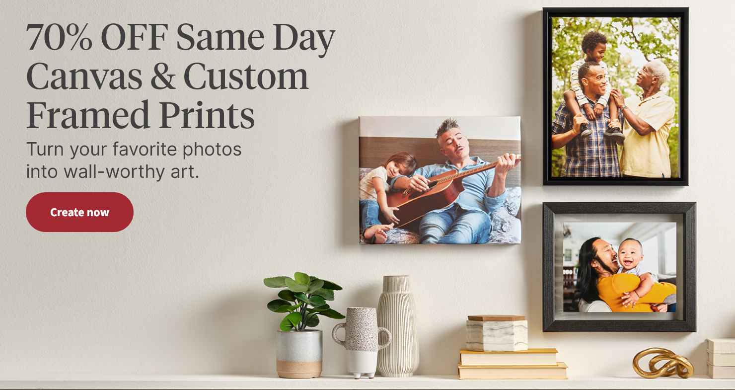 70% OFF Same Day Canvas & Custom Framed Prints. Turn your favorite photos into wall-worthy art.