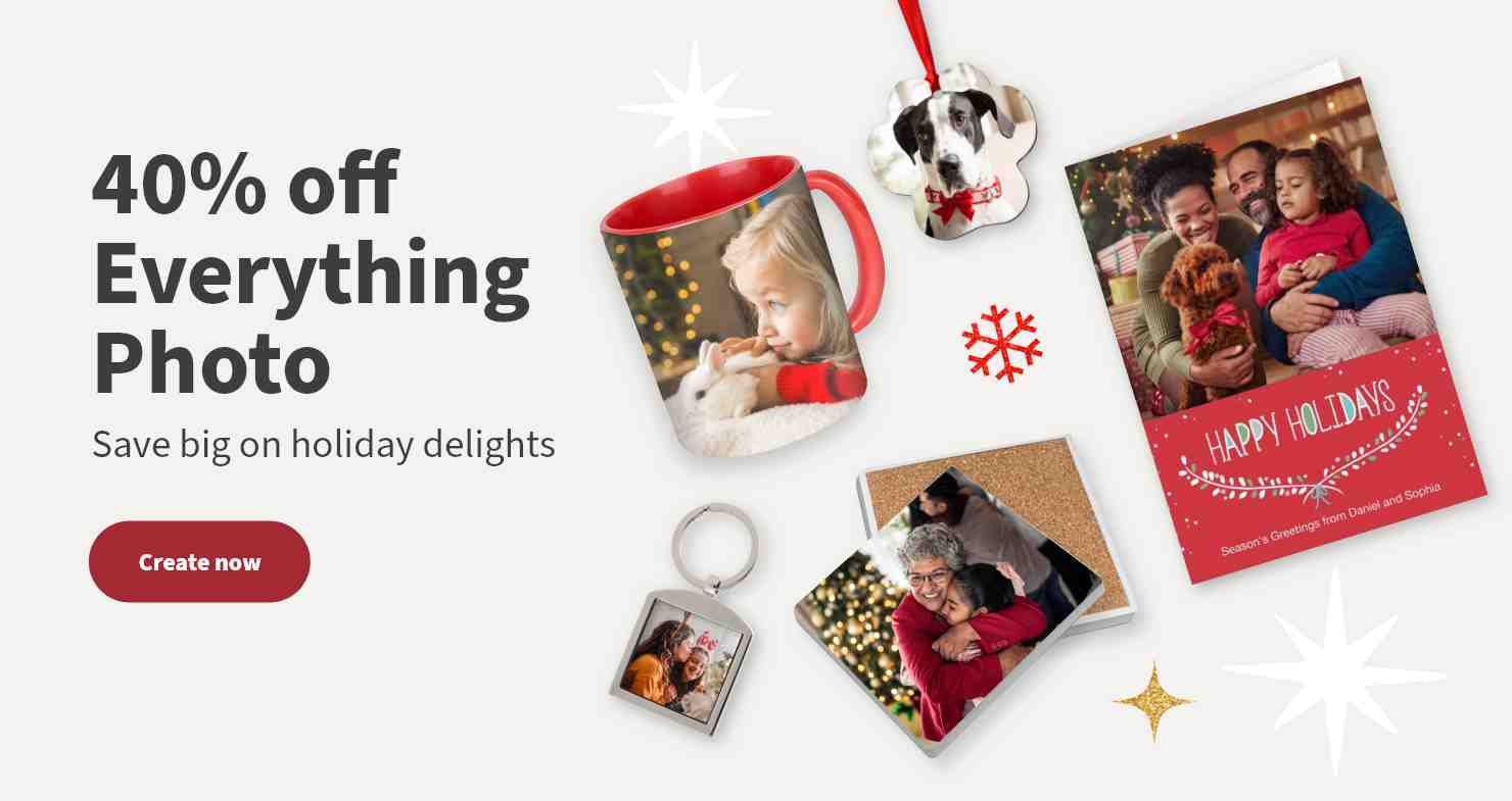 40% off Everything Photo. Save big on holiday delights. Create now.