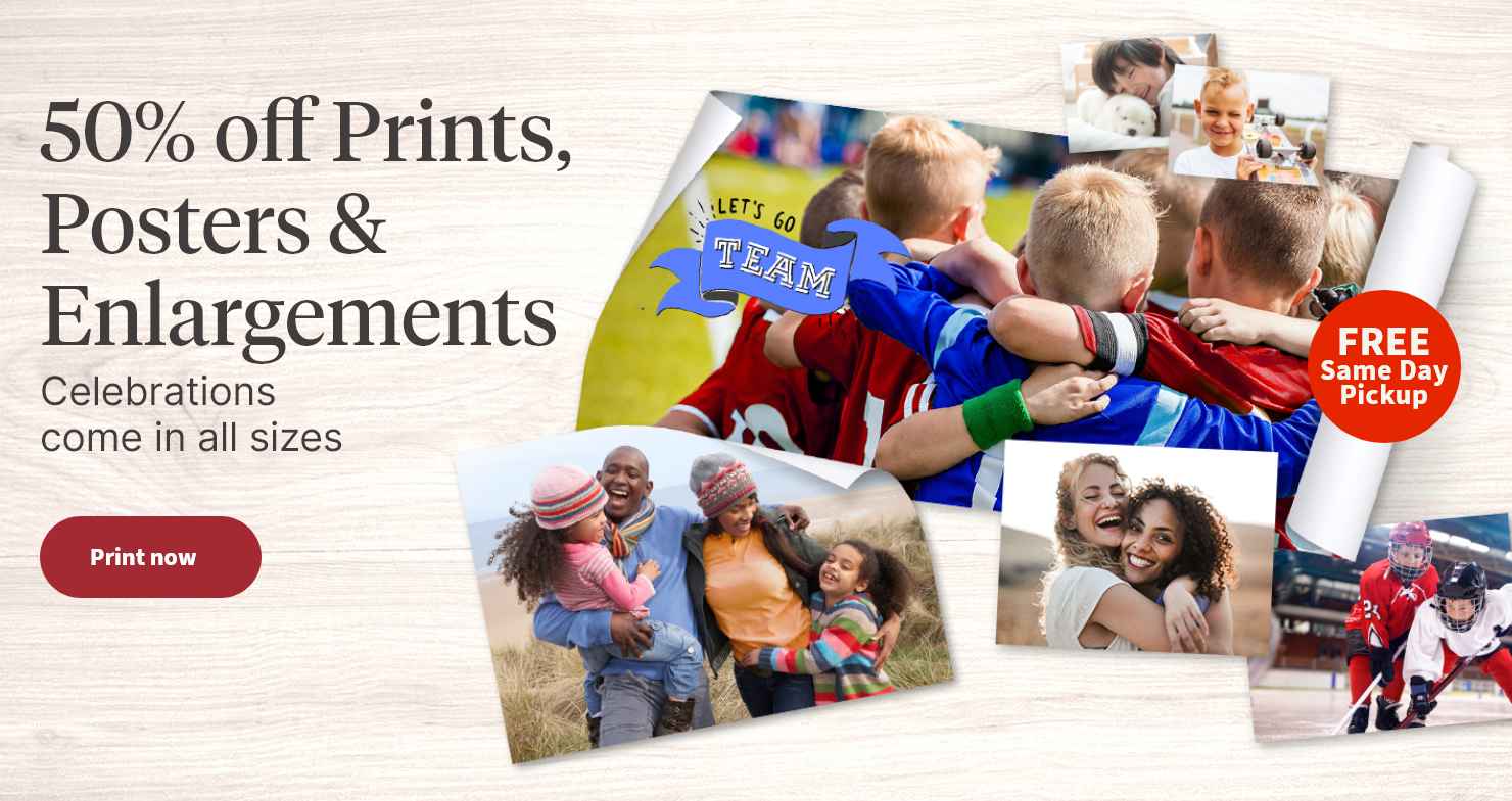 50% off Prints, Posters & Enlargements. Celebrations come in all sizes. FREE Same Day Pickup. Print now.