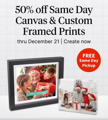 50% off Same Day Canvas & Custom Framed Prints thru December 21. FREE Same Day Pickup. Create now.