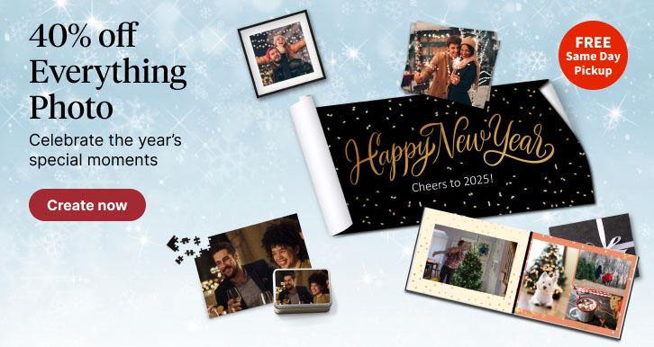 Free Same Day Pickup. 40% off Everything Photo. Celebrate the year's special moments. Create now.