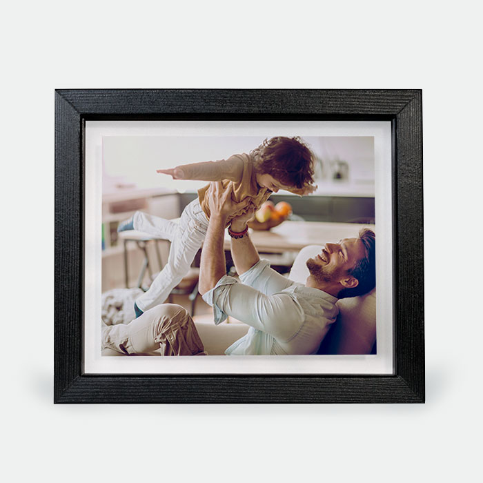 One Wall 16x20 inch Floating Frame, Black Wood Double Glass Float Picture Frame